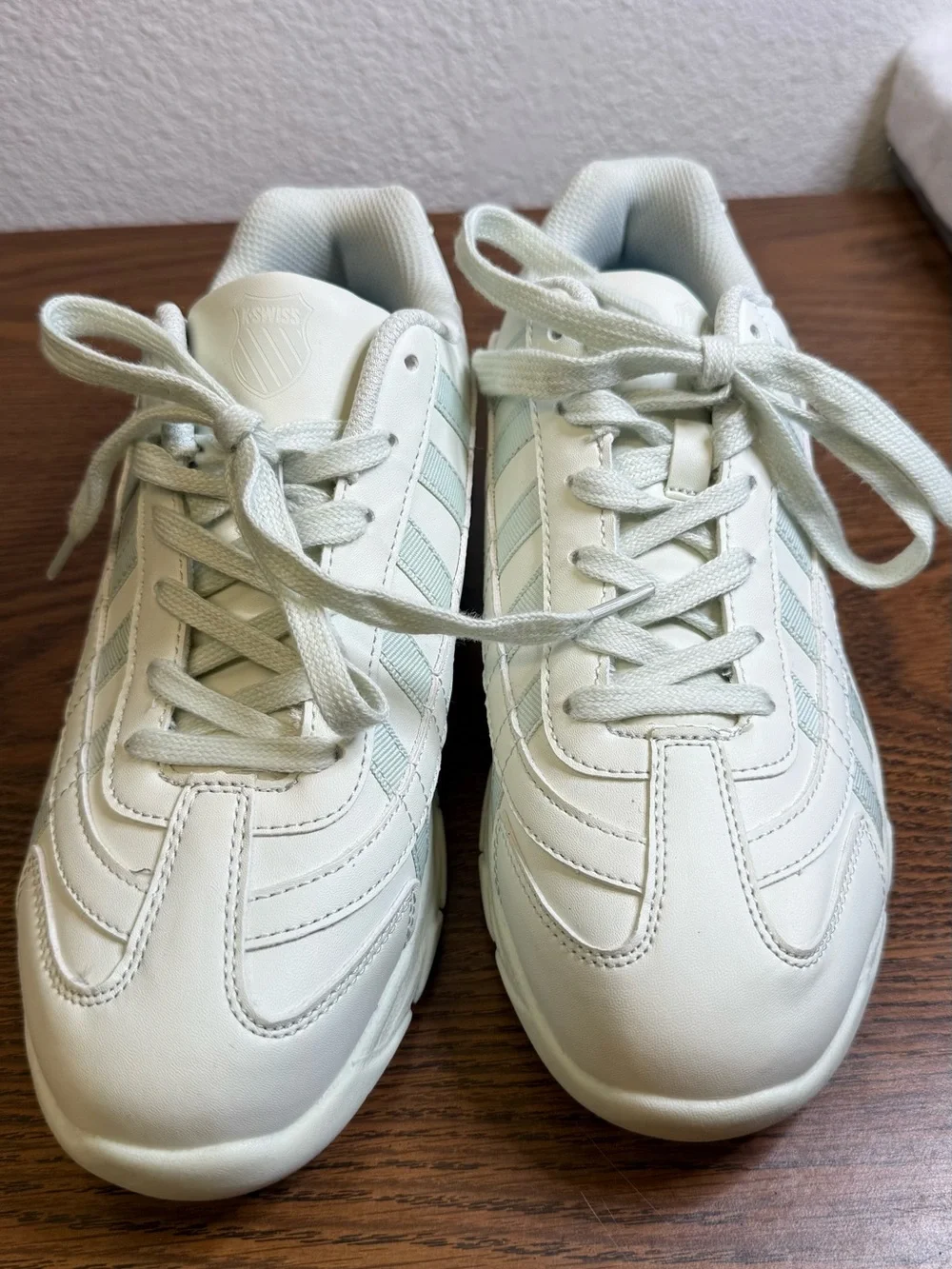K-Swiss White Mint Low-Top Sneakers